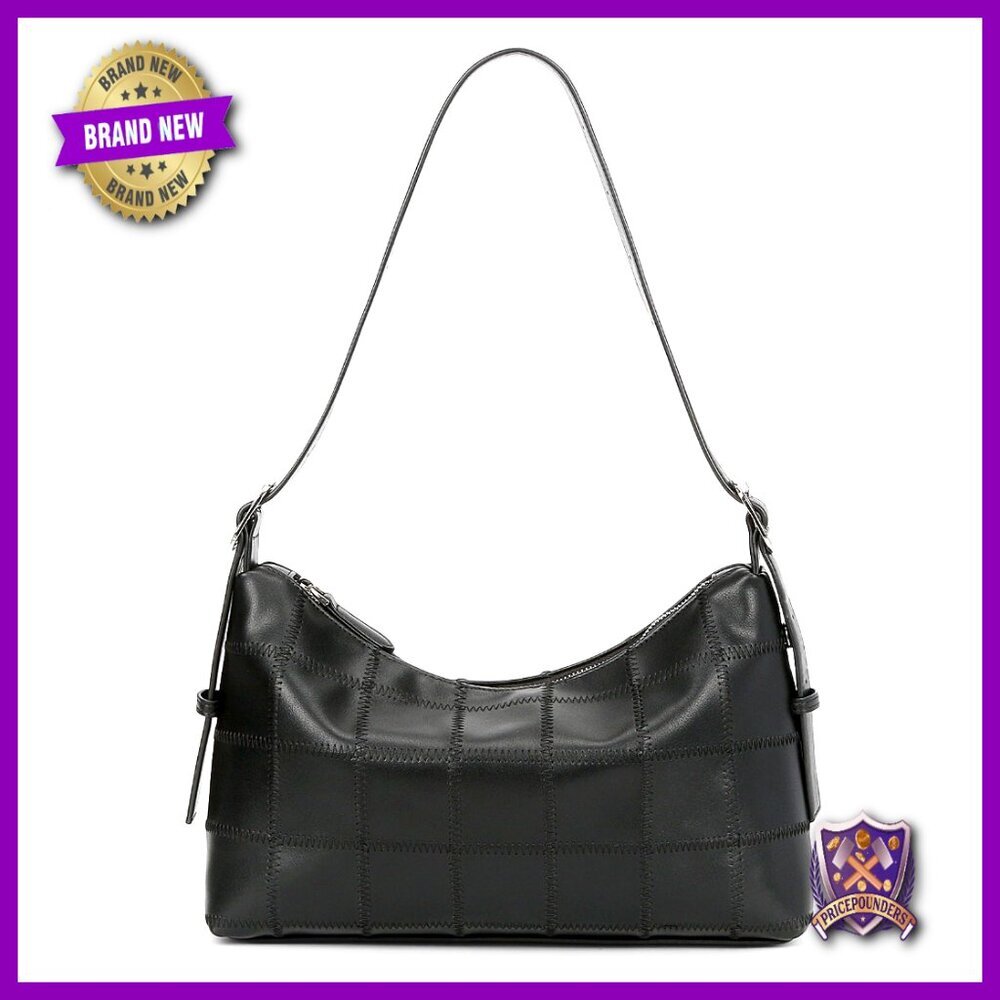 Checkered Vegan Leather Tote Bag Adjustable Strap Crossbody Shoulder Purse Chic